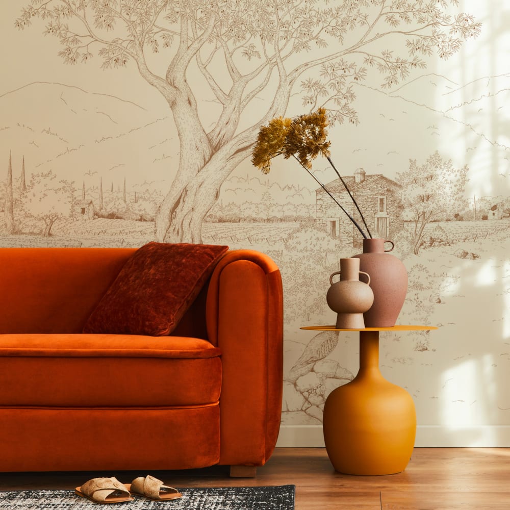 Papier peint promenade dans les vignes, brun 375 x 250cm — vue 3