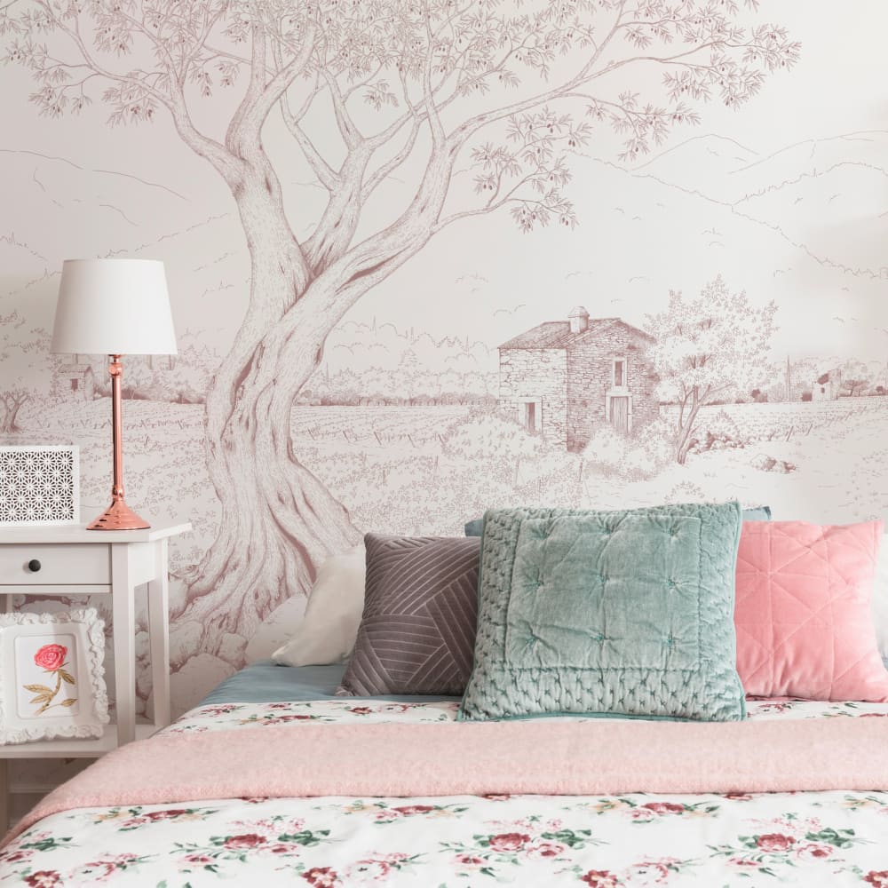 Papier peint promenade - rose