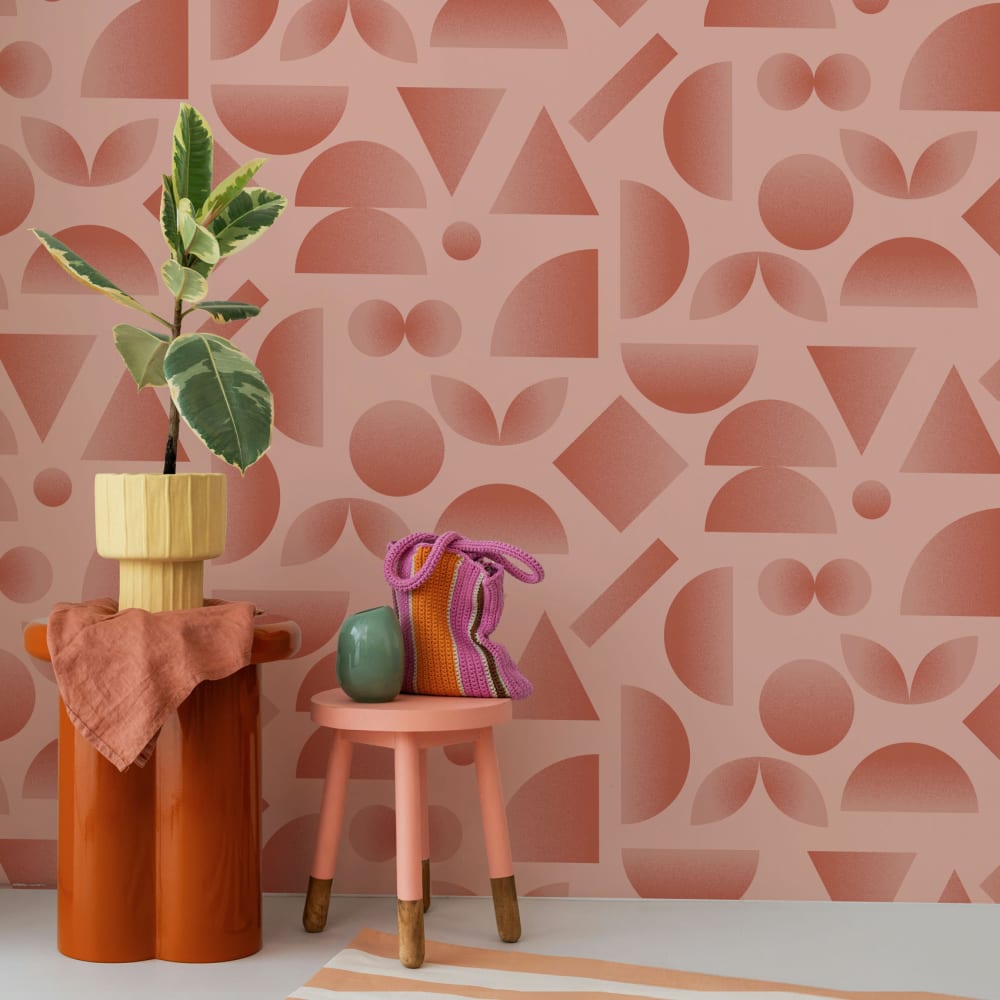 Papier peint  kaleido, - rose