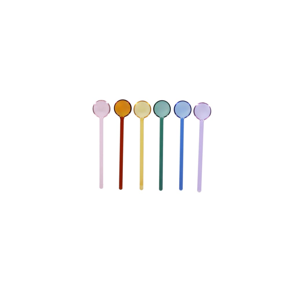 Lot de 6 cuillère à café multicolore en verre Lot de 6 cuillère à café multicolore en verre