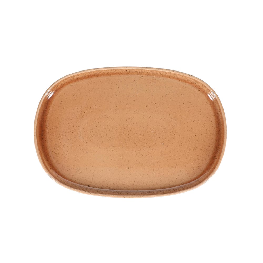 Lot de 2 plats de service orange en grès 33x22,5cm Lot de 2 plats de service orange en grès 33x22,5cm