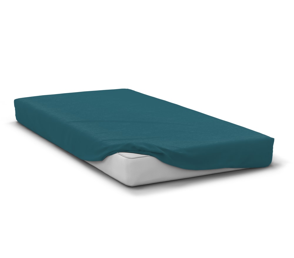 Drap housse uni microfibre 82g bleu canard 160 x 200 bonnet 30 cm Drap housse uni microfibre 82g bleu canard 160 x 200 bonnet 30 cm