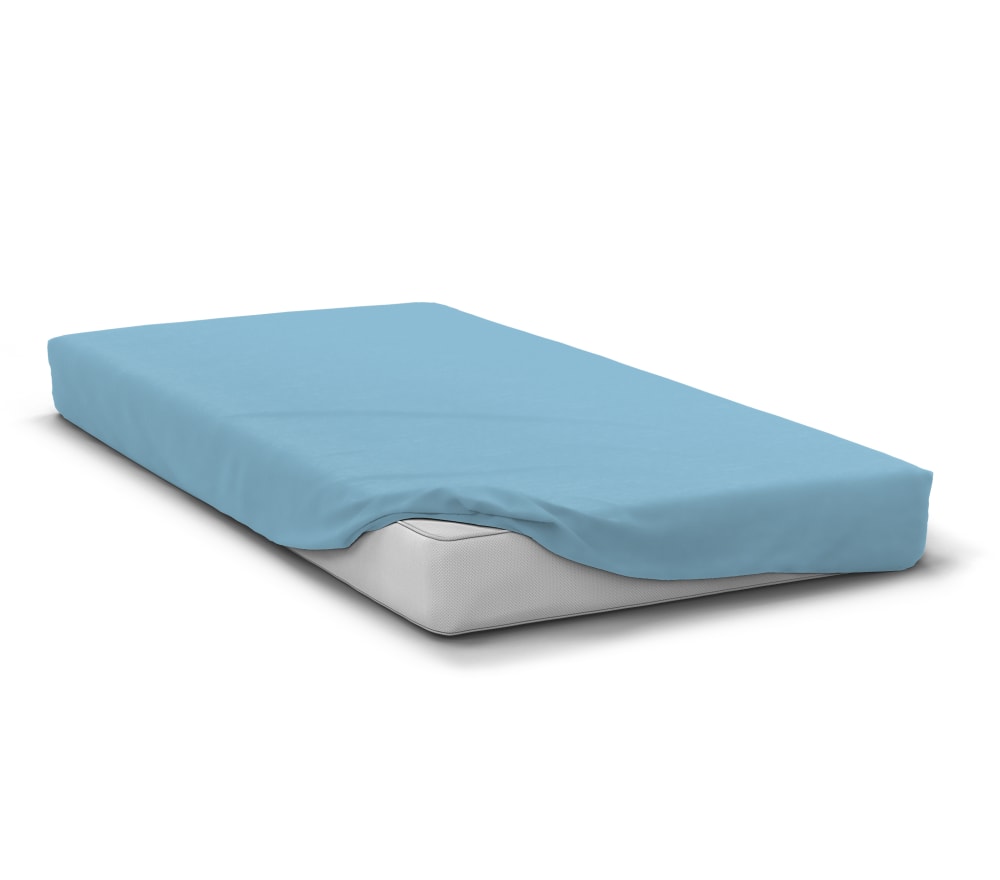 Drap housse uni microfibre 82g bleu ciel 90 x 190 bonnet 30 cm Drap housse uni microfibre 82g bleu ciel 90 x 190 bonnet 30 cm
