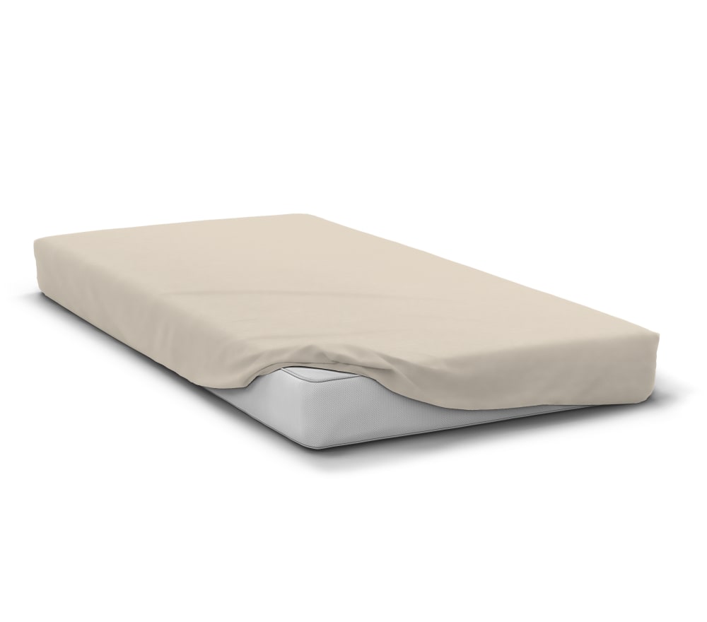 Drap housse uni microfibre 82g beige ivoire 180 x 200 bonnet 30 cm