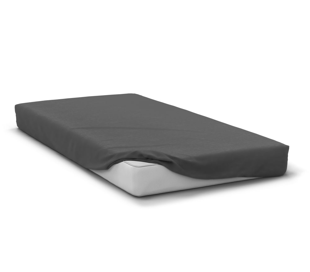 Drap housse uni microfibre 82g gris anthracite 90x190 cm bonnet 30 cm Drap housse uni microfibre 82g gris anthracite 90x190 cm bonnet 30 cm