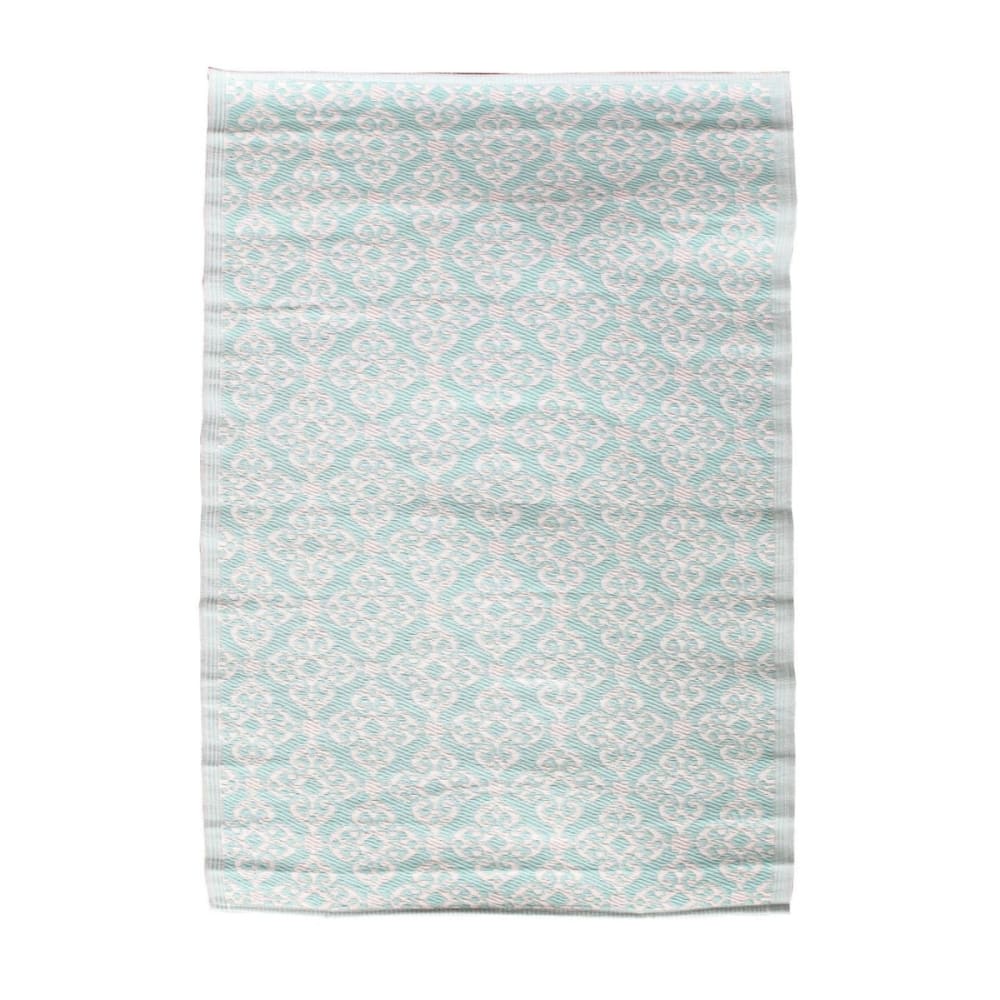 Tapis 120x180cm intérieur/extérieur motif ornemental turquoise et bla