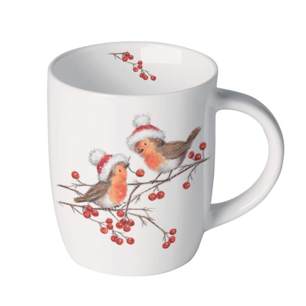 Petit mug en porcelaine fine 0,2 l rouge-gorges dhiver