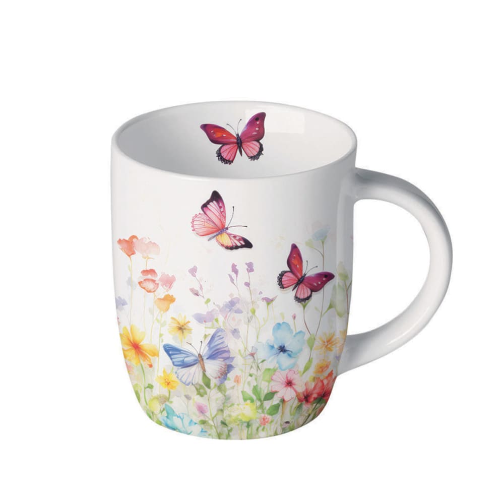 Petit mug papillons colorés et fleurs printanières