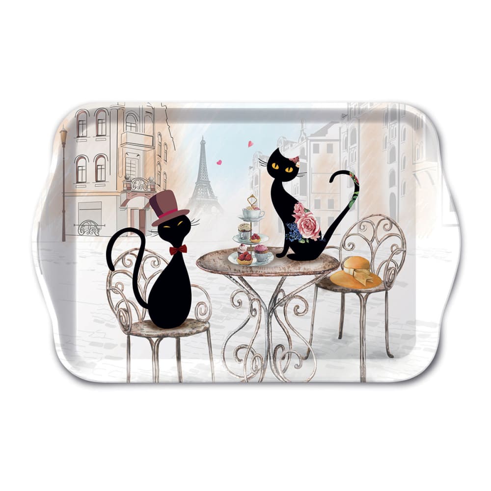 Mini plateau rectangulaire en mélamine chats parisiens 20,5 x 13,5 cm Mini plateau rectangulaire en mélamine chats parisiens 20,5 x 13,5 cm