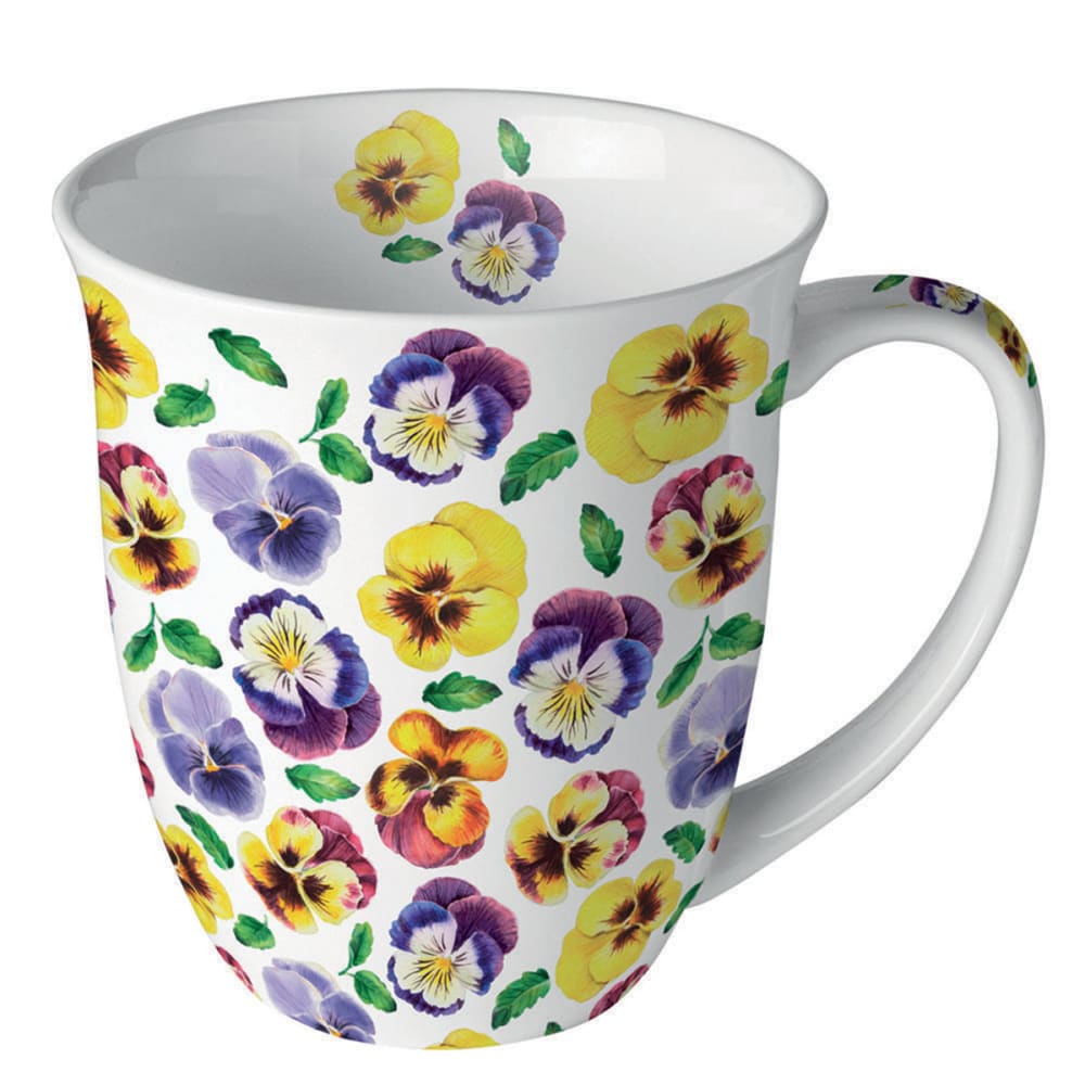Mug pensées multicolores en porcelaine fine 400 ml