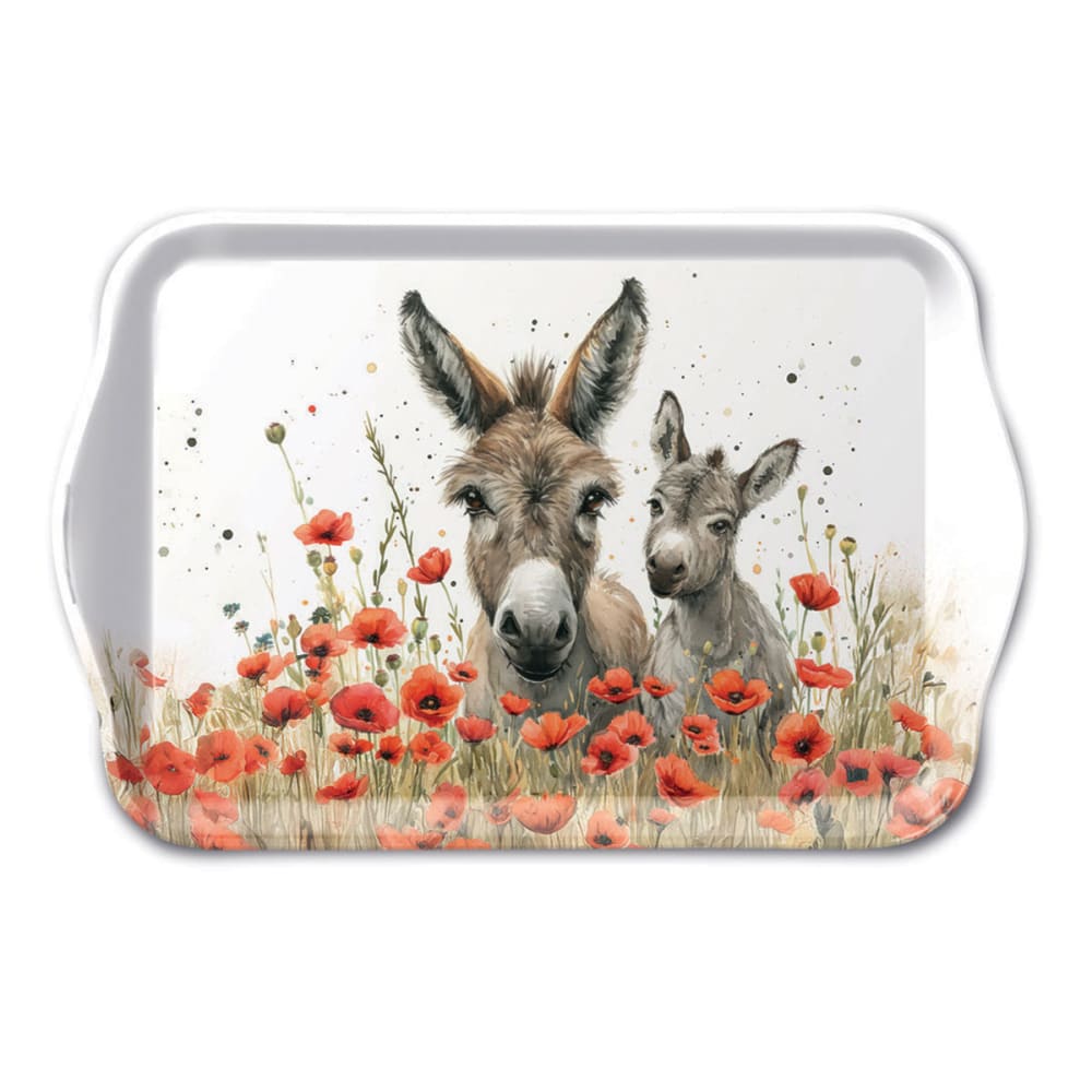 Mini plateau anes et coquelicots 20,5 x 13,5 cm Mini plateau anes et coquelicots 20,5 x 13,5 cm