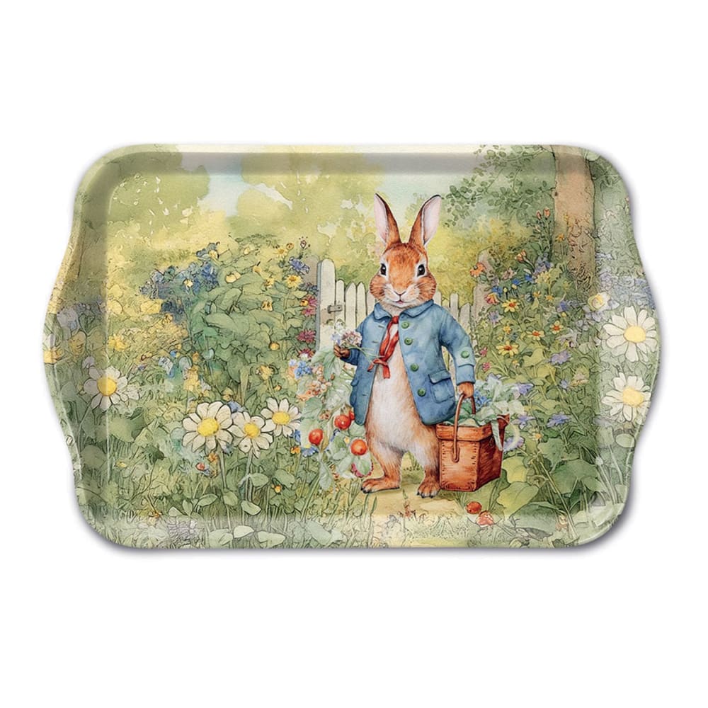 Mini plateau lapin au jardin fleuri 20,5 x 13,5 cm Mini plateau lapin au jardin fleuri 20,5 x 13,5 cm