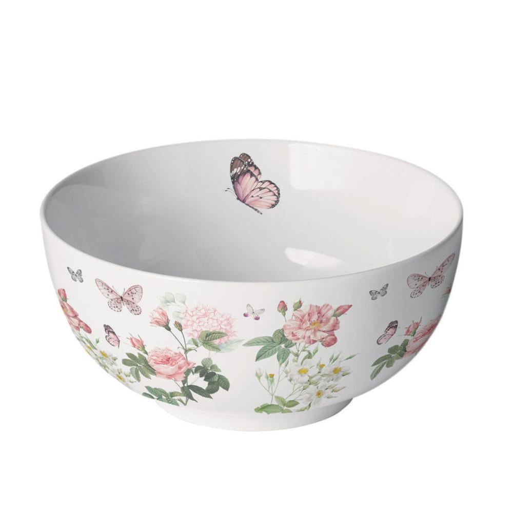 Bol blanc en porcelaine roses et papillons Bol blanc en porcelaine roses et papillons