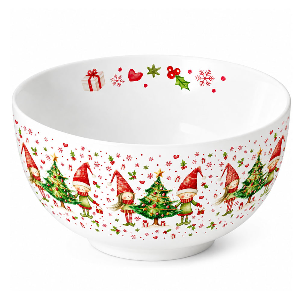Bol en porcelaine fine lutins de noël Bol en porcelaine fine lutins de noël