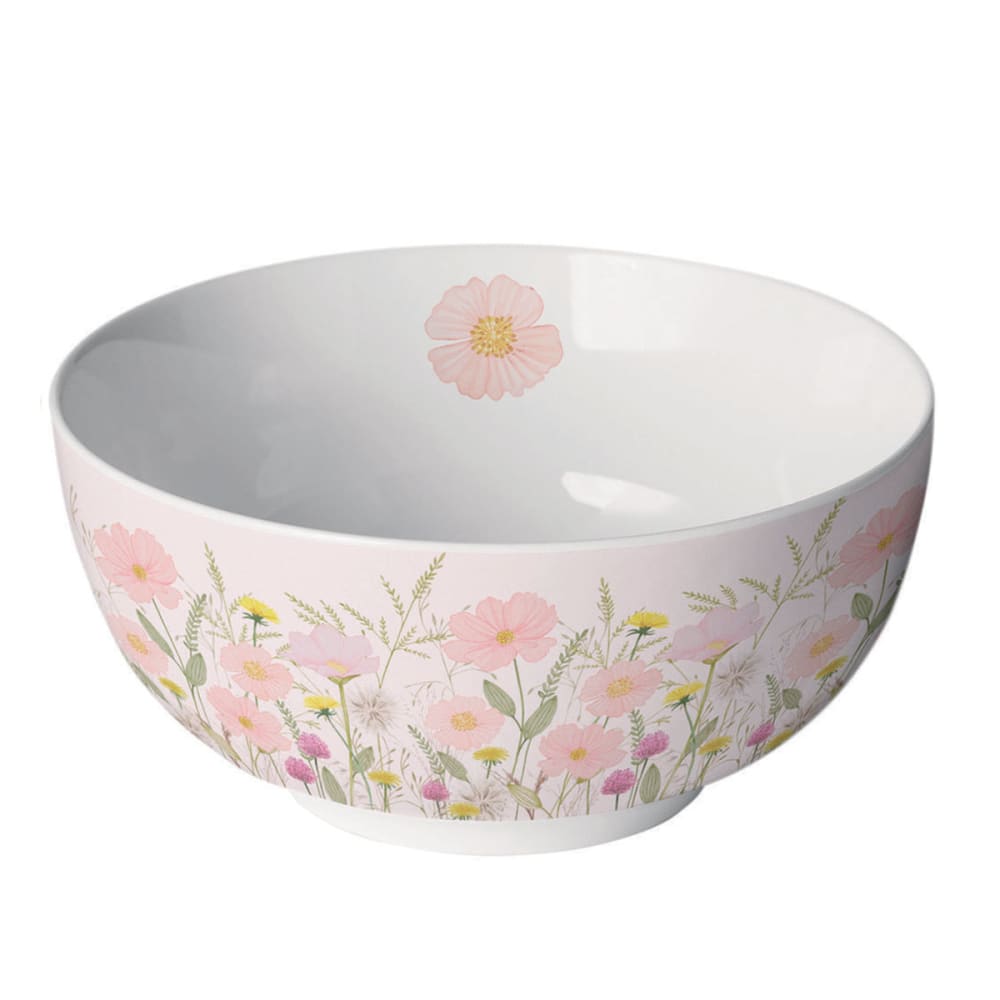 Bol blanc en porcelaine fleurs des champs roses
