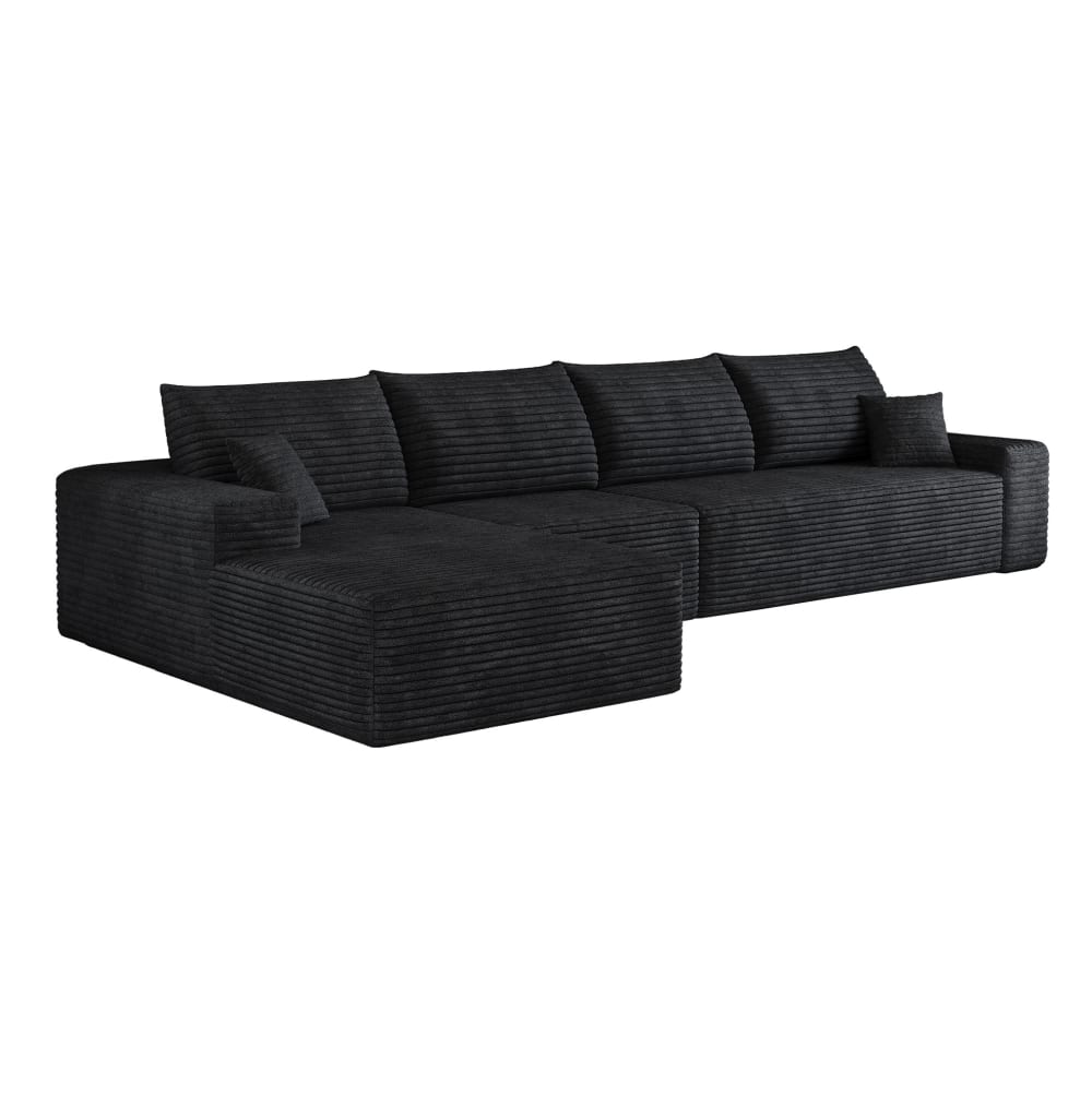 Canapé d'angle compressé modulaire noir avec méridienne 340 cm Canapé d'angle compressé modulaire noir avec méridienne 340 cm