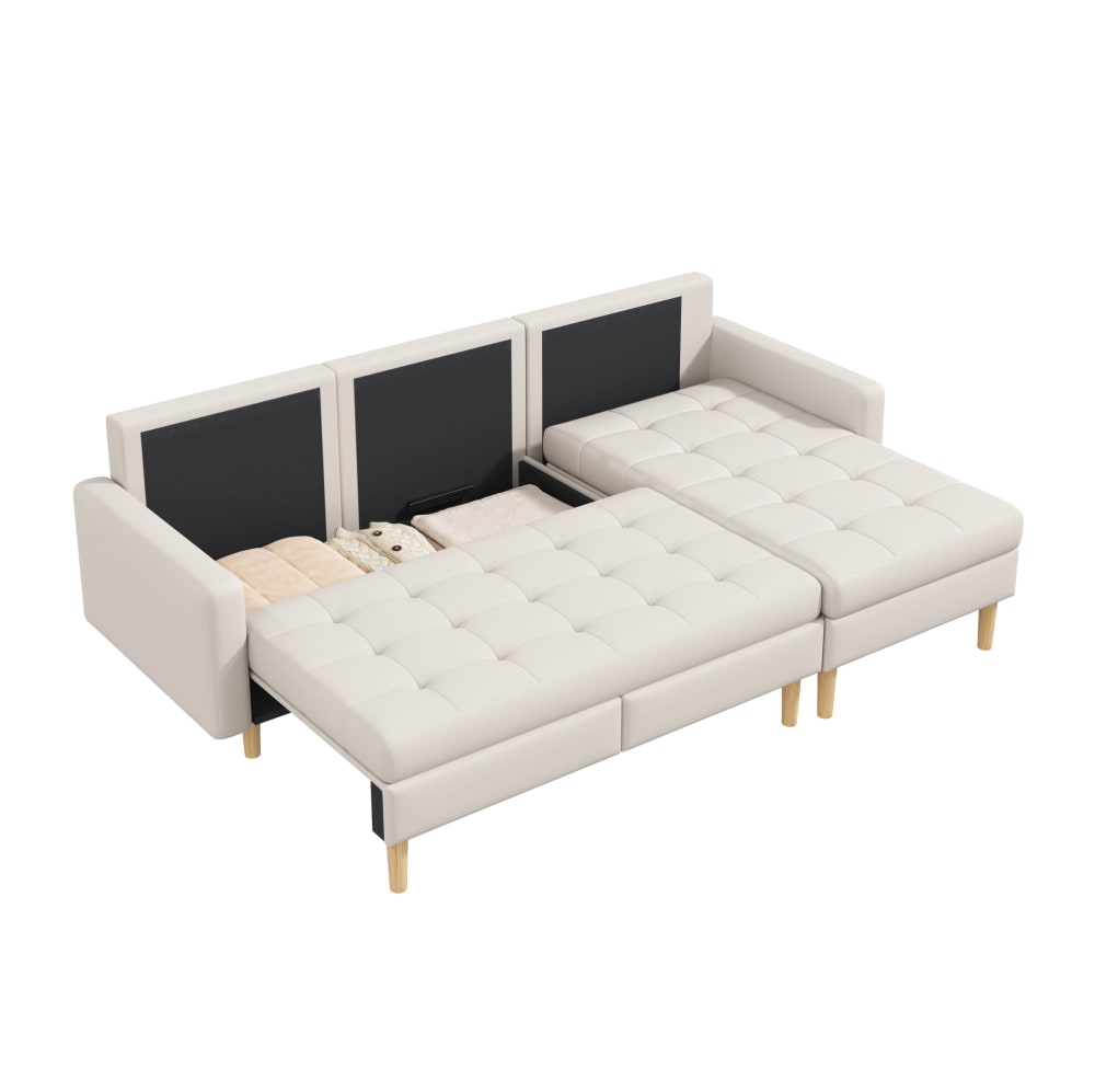 Canapé d'angle en tissu - rangement