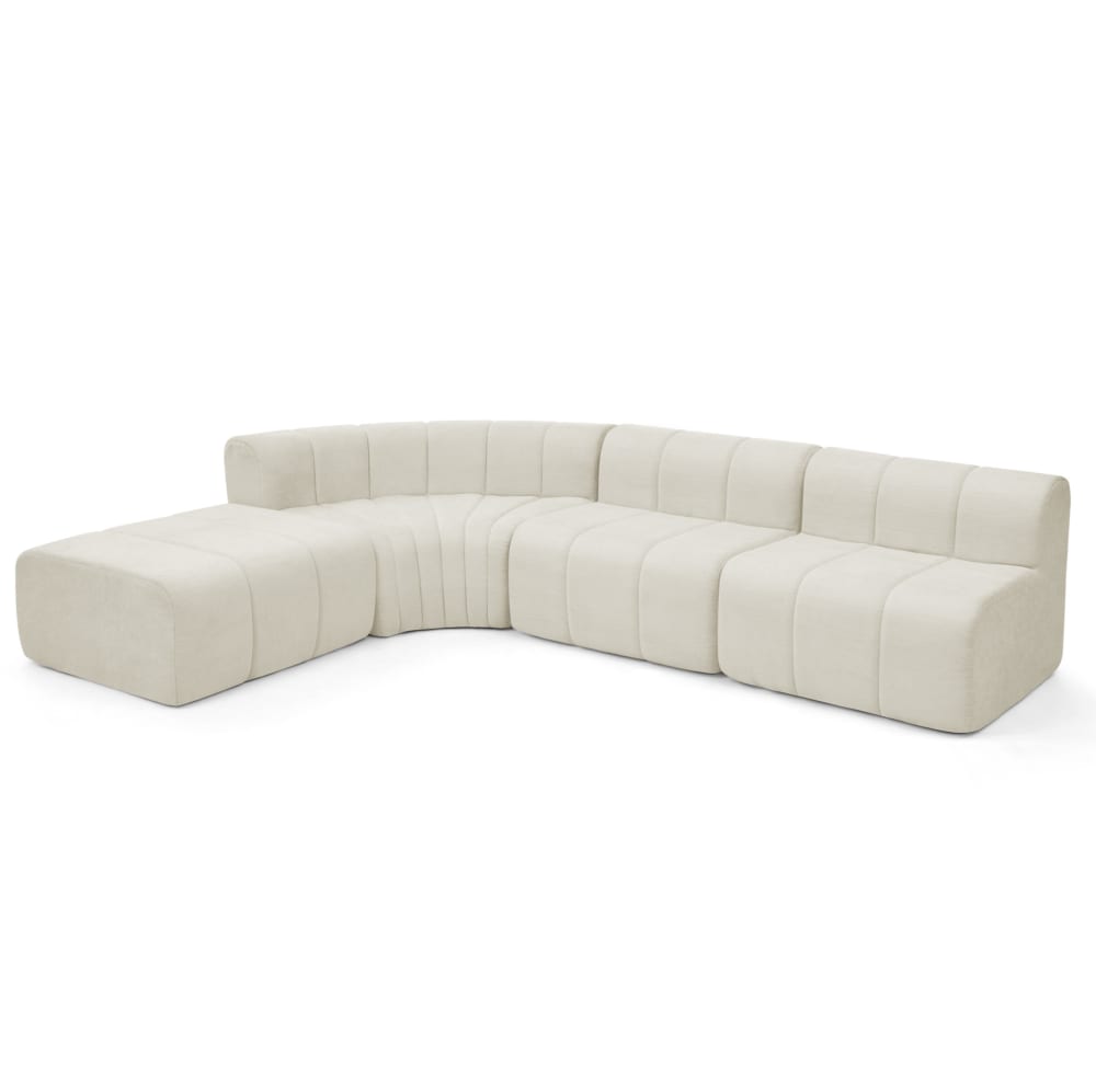 Canapé d'angle modulaire en chenille beige 283×198×64,7 cm Canapé d'angle modulaire en chenille beige 283×198×64,7 cm