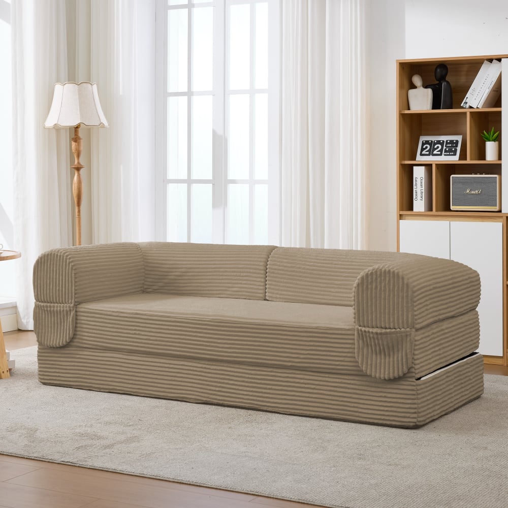 2-Sitzer-Sofa aus Cordstoff mit Armlehnen 190×78×65 cm, braun -