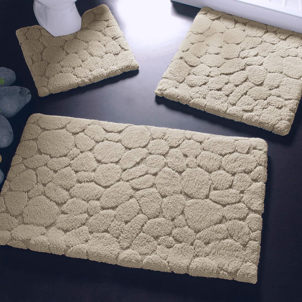 Tapis de bain en coton beige ficelle 50x80cm — vue 3