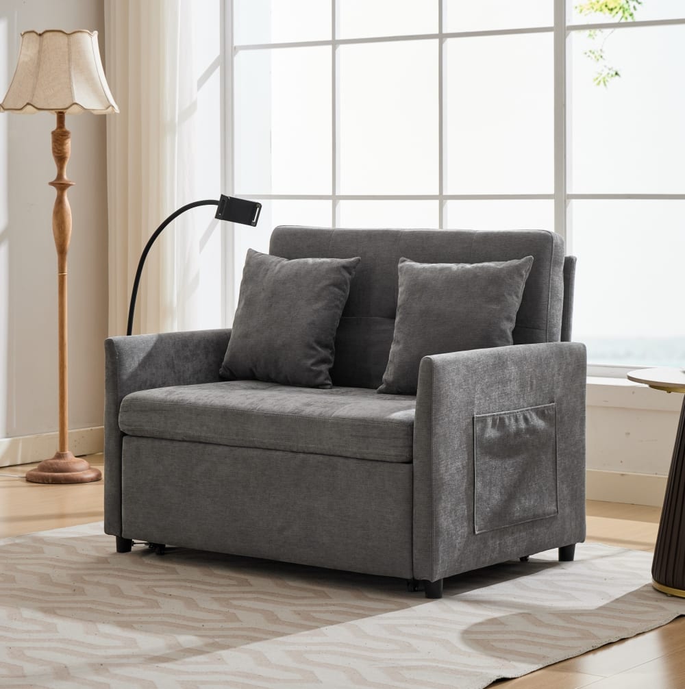 Schlafsessel aus Polyester mit USB 109x72x83,5 cm, grau - Maisons