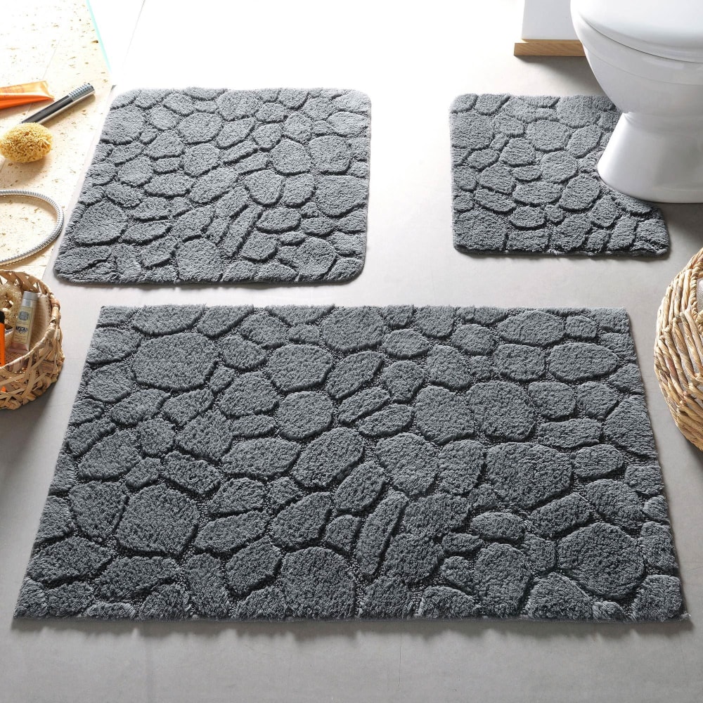 Tapis de bain en coton gris anthracite 50x80cm — vue 3