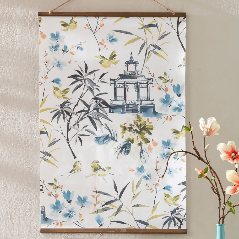 Affiche, papier-peint en textile bleu grisé unique — vue 4