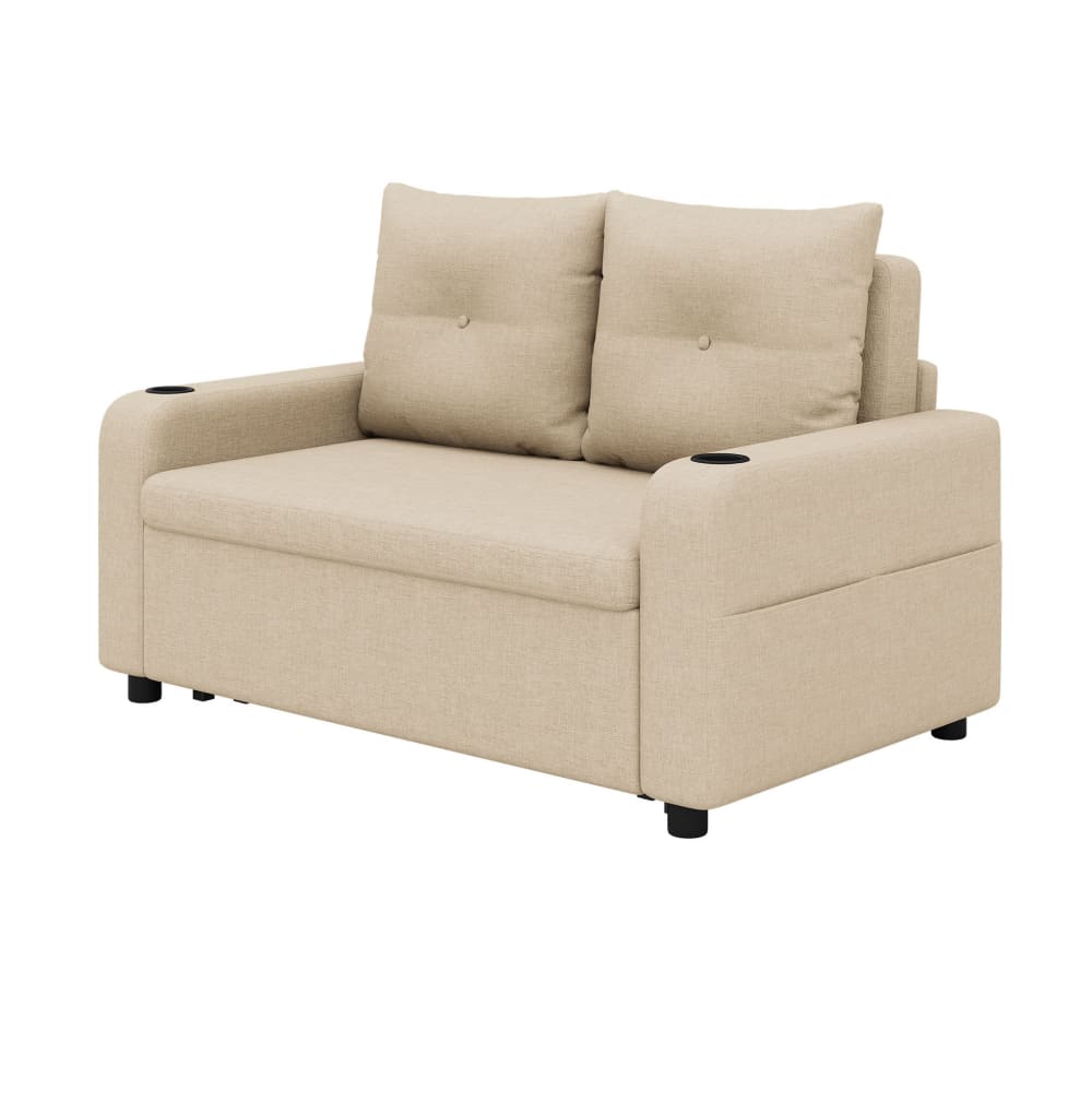 Canapé en coton et lin beige avec usb 131x81x94 cm