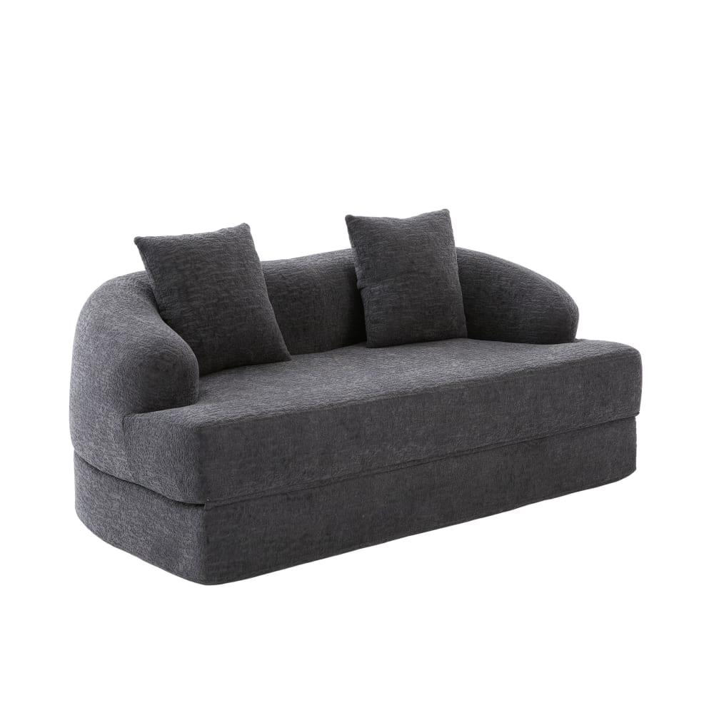 Canapé en chenille gris - coussins