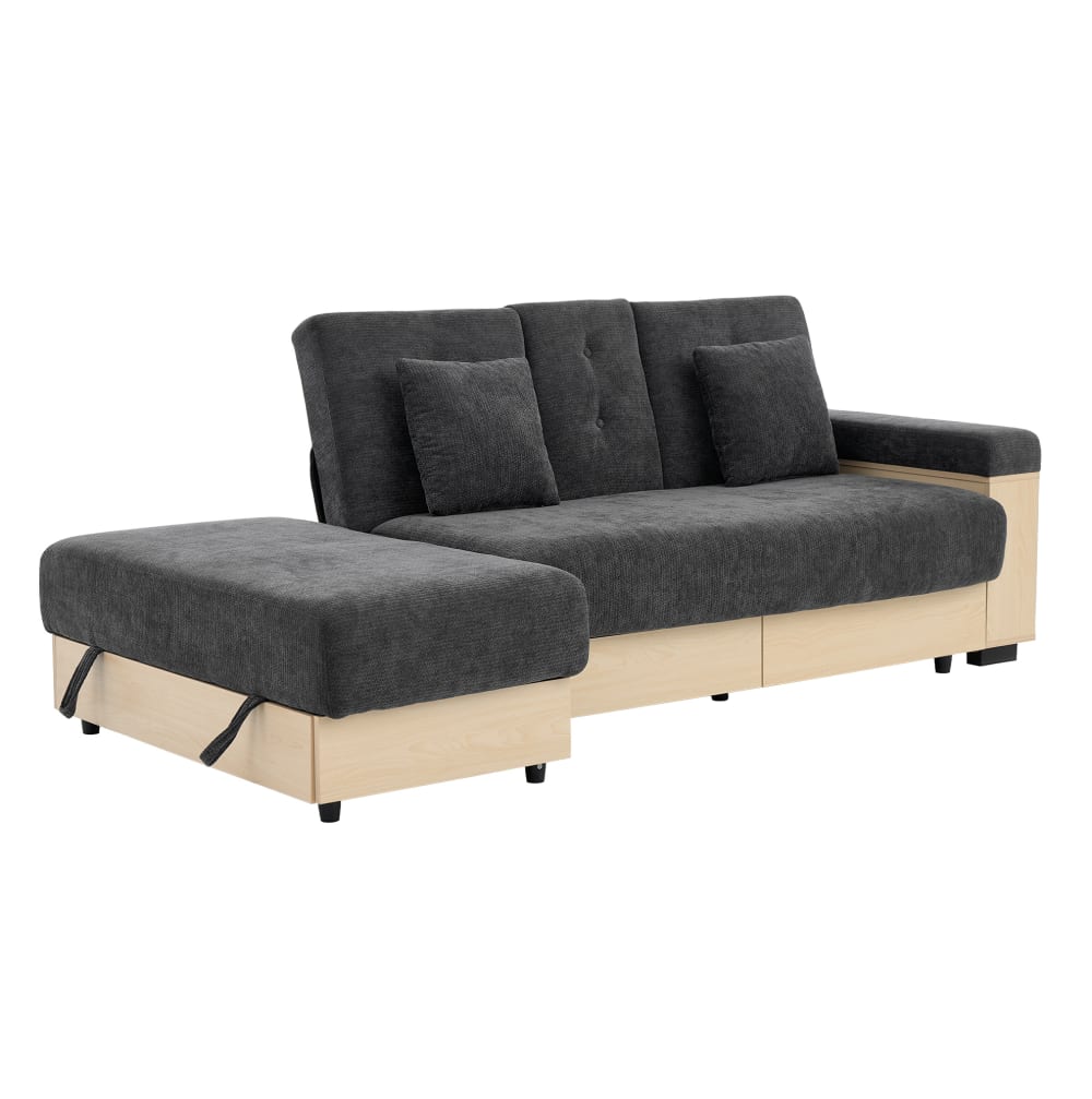 Canapé convertible en - rangement gris