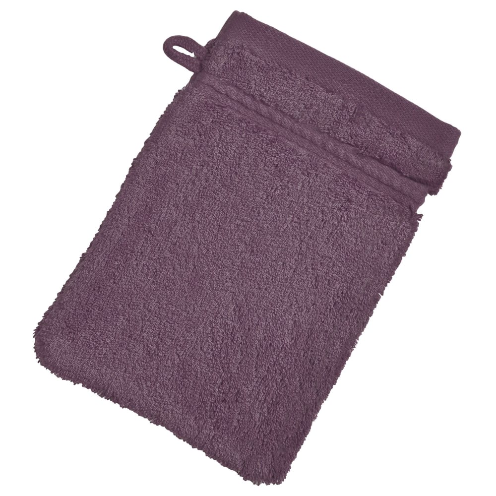 Lot de 2 gant de toilette en coton violet aubergine 15x21cm