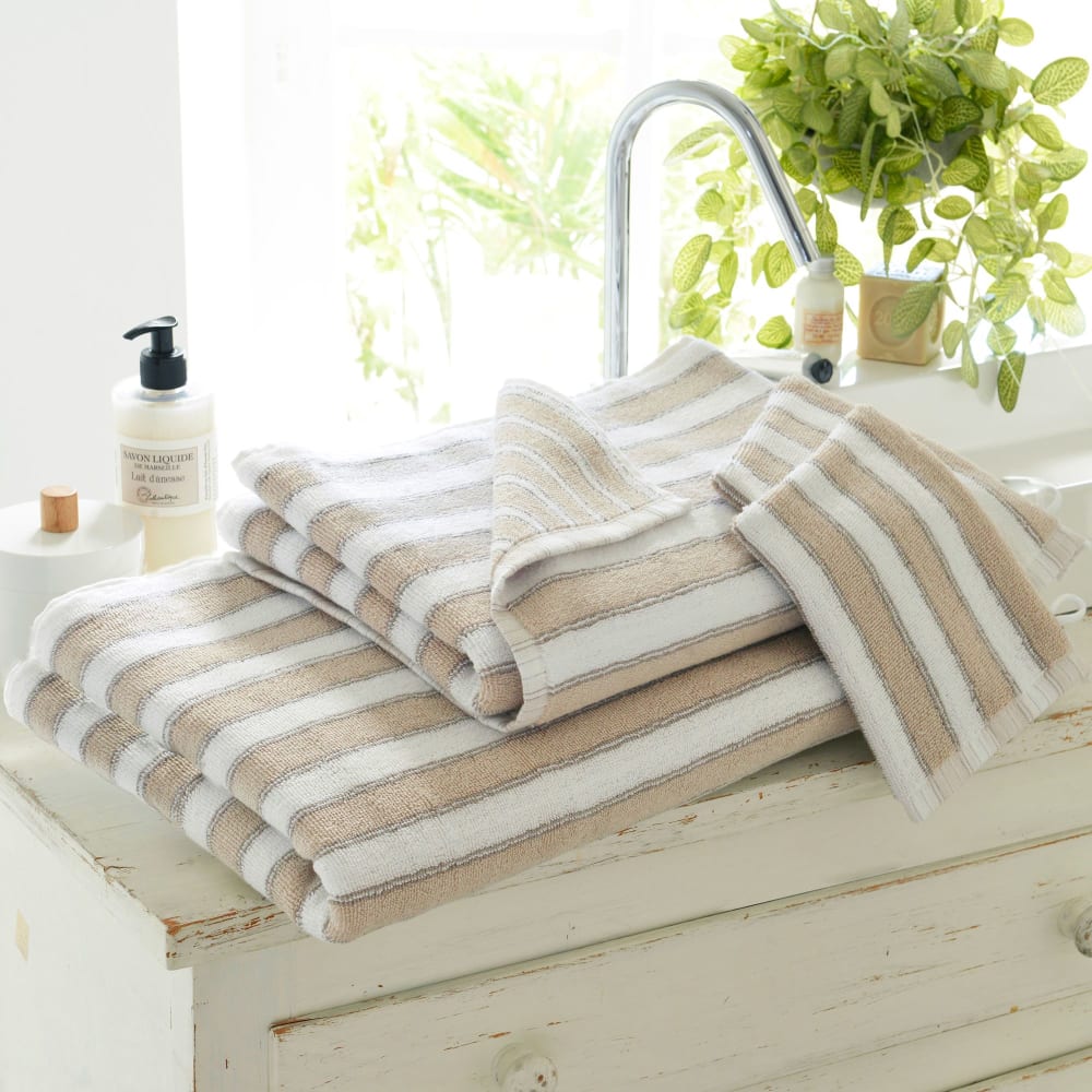Lot de 2 gants de toilette en coton 500 g/m² beige 15x21 cm — vue 3