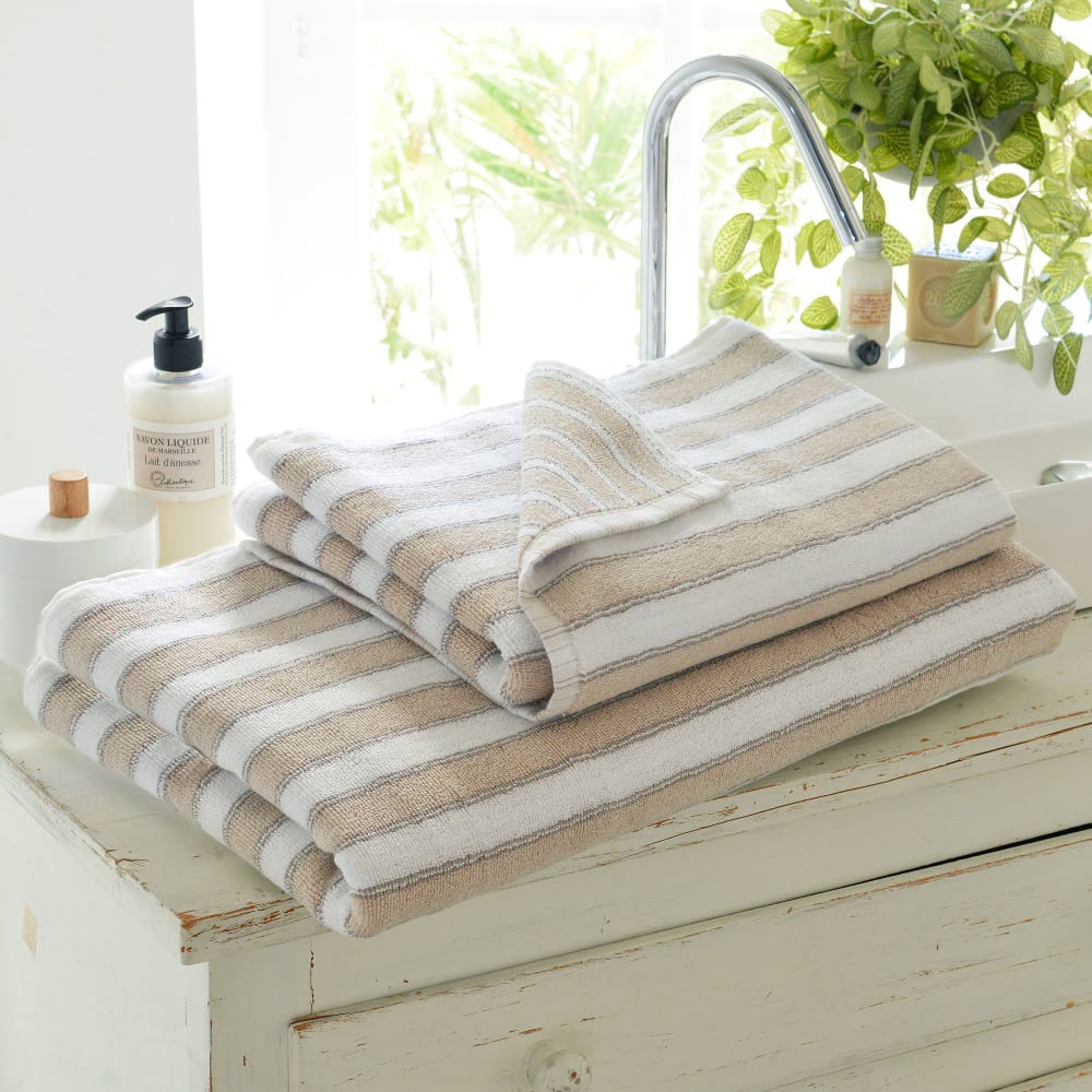 Lot de 2 gants de toilette en coton 500 g/m² beige 15x21 cm — vue 4