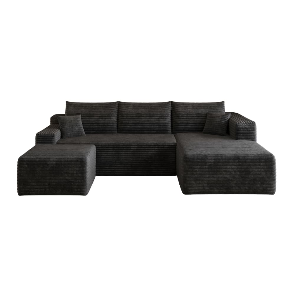 Canapé d'angle en tissu - noir