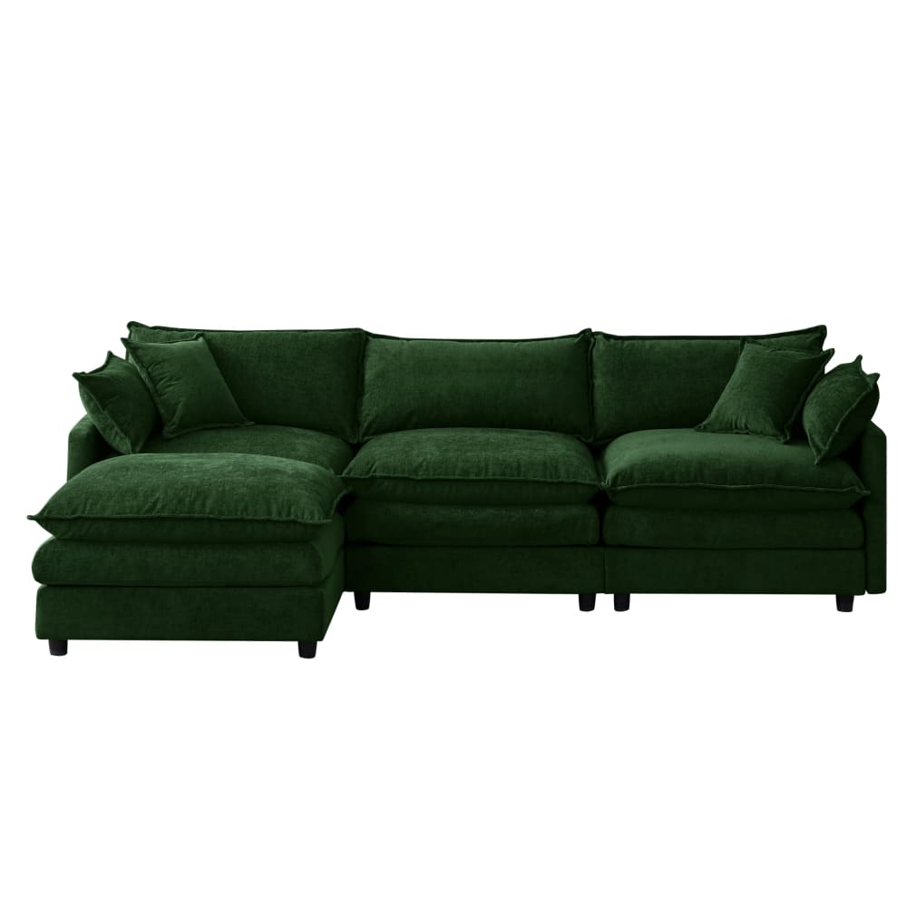 Canapé d'angle en chenille - pouf