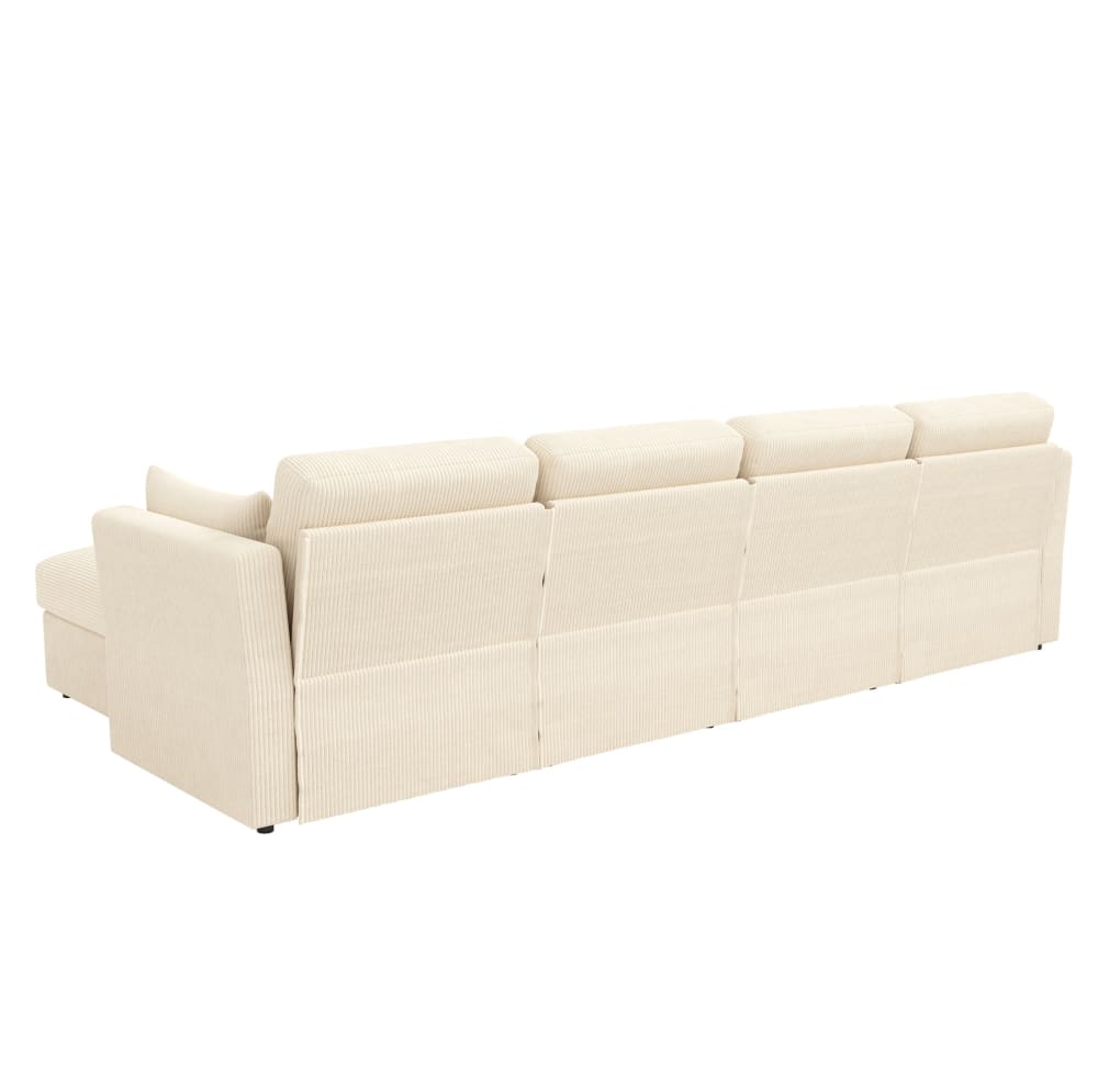 Canapé d'angle en velours - poufs