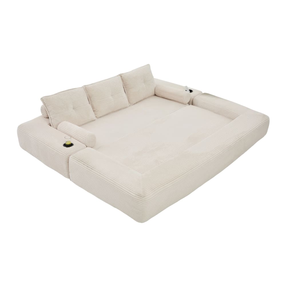 Canapé-lit en velours - beige