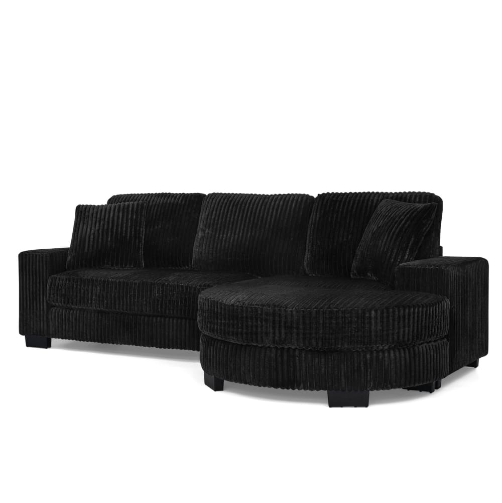 Canapé d'angle en velours - pouf