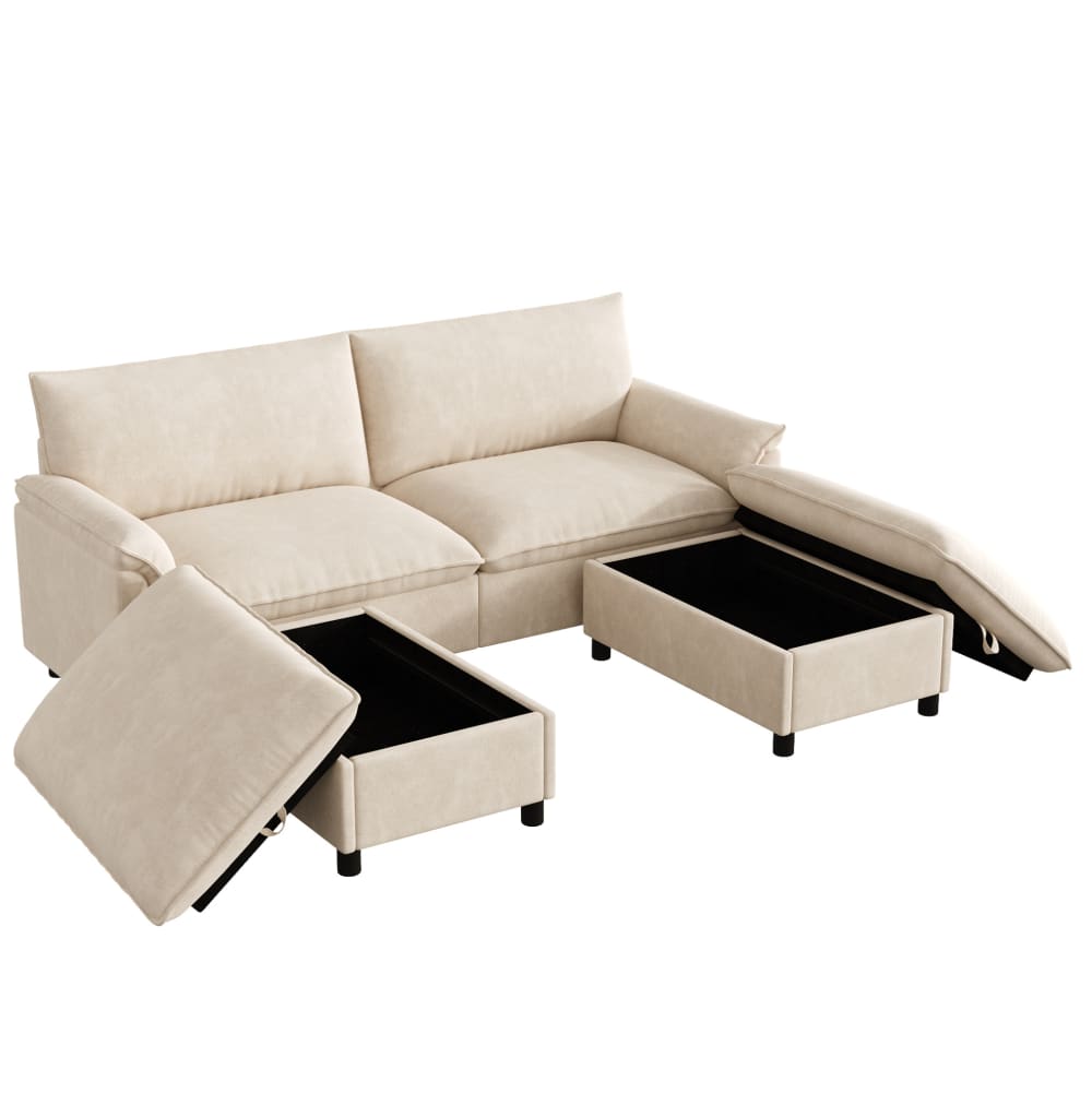 Canapé d'angle en chenille - rangement