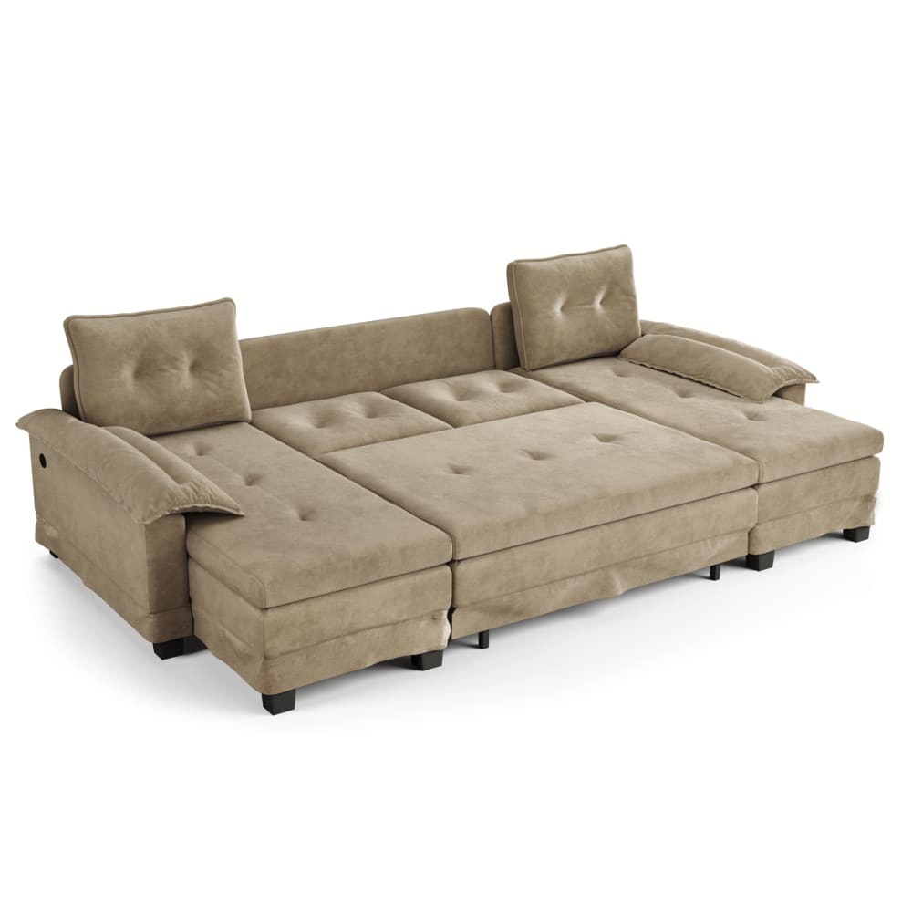 Canapé en chenille camel avec usb 278x127x87 cm