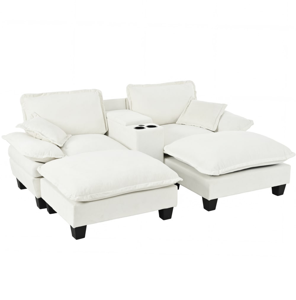 Canapé en chenille beige - rangement