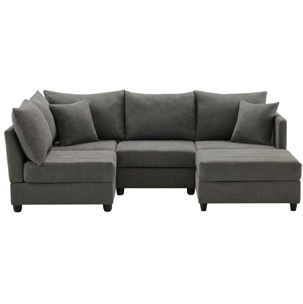 Canapé d'angle en lin - modulable gris