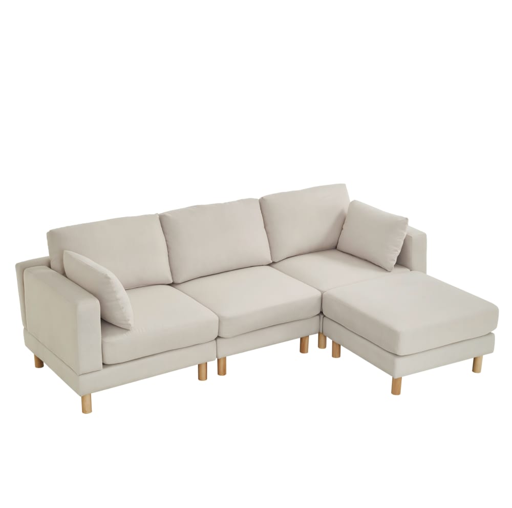 Canapé d'angle en polyester - beige