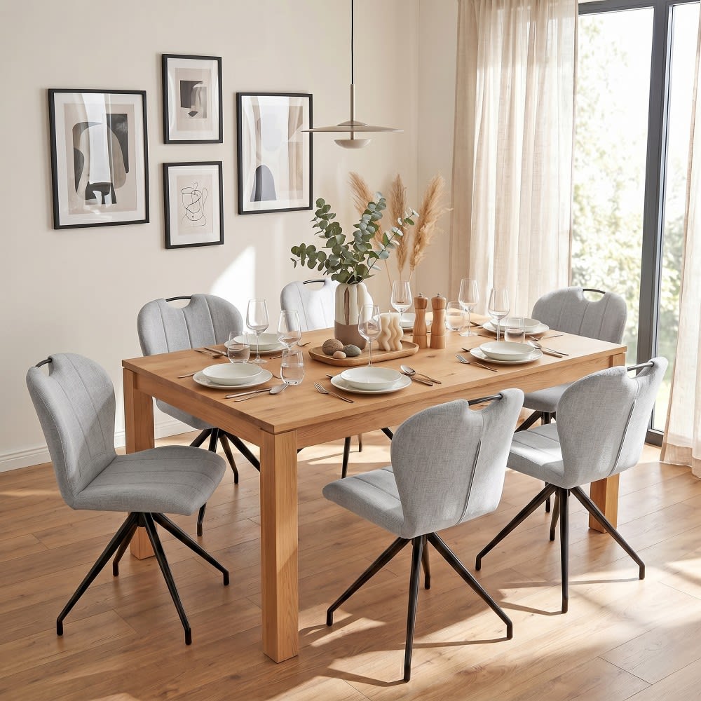 4er-Set drehbare Esszimmerstühle in Hellgrau - Maisons Du Monde