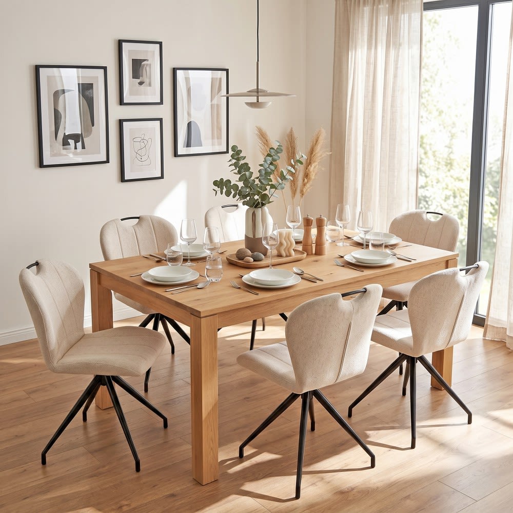 4er-Set beigefarbene Drehstühle für das Esszimmer - Maisons Du