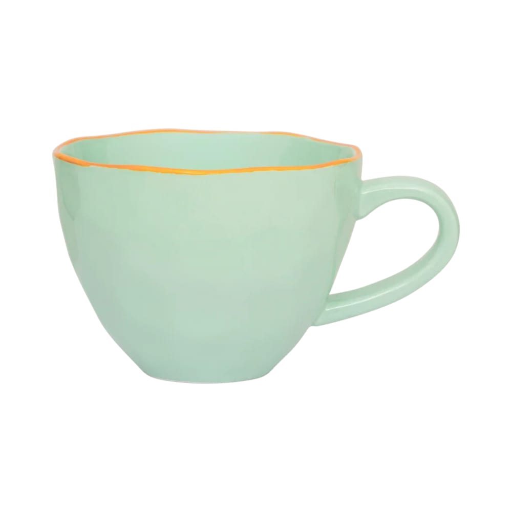 Tasse cappuccino/thé sculptée en céramique verte ø 11 * 8 cm