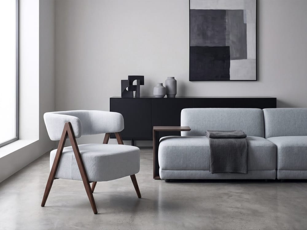 Fauteuil en tissu gris