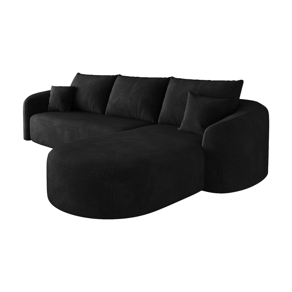 Canapé d'angle compressé modulaire en chenille noir sans montage Canapé d'angle compressé modulaire en chenille noir sans montage