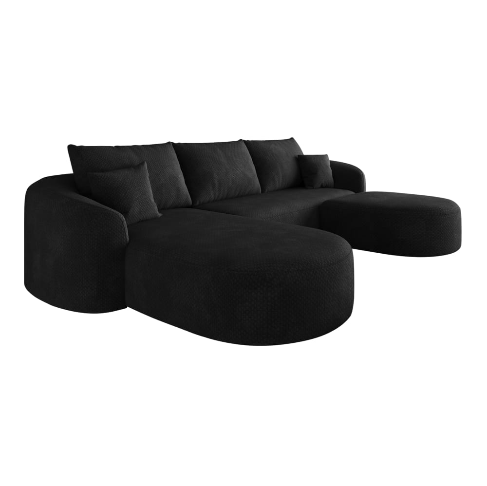 Canapé d'angle en tissu - structure noir
