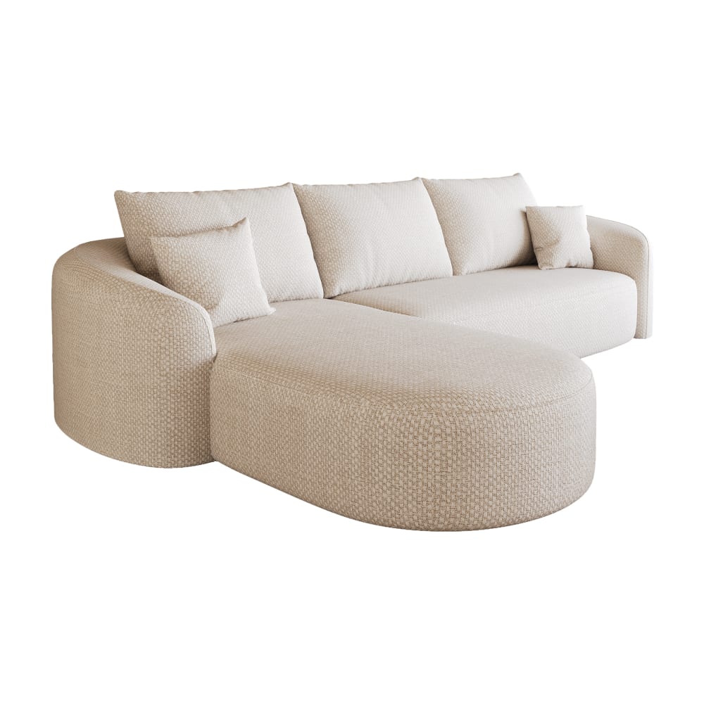 Canapé d'angle modulable blanc en chenille sans montage 266×168×85 cm
